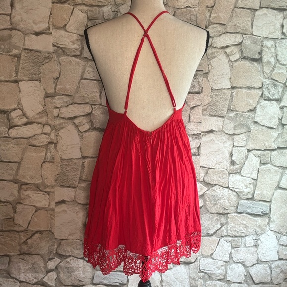 Forever 21 Dresses & Skirts - Forever 21 Red Lace Trim Mini Dress